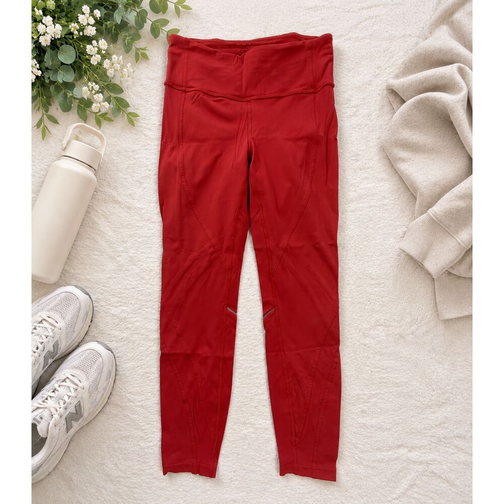 lululemon Women's Size 6 Red High Rise Leggings Yoga Athletic